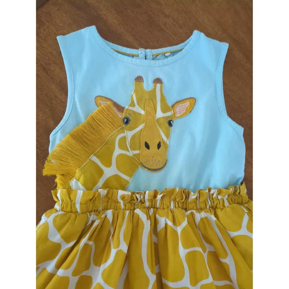 Mini Boden Girls sleeveless giraffe applique Dress size 4/5 GUC